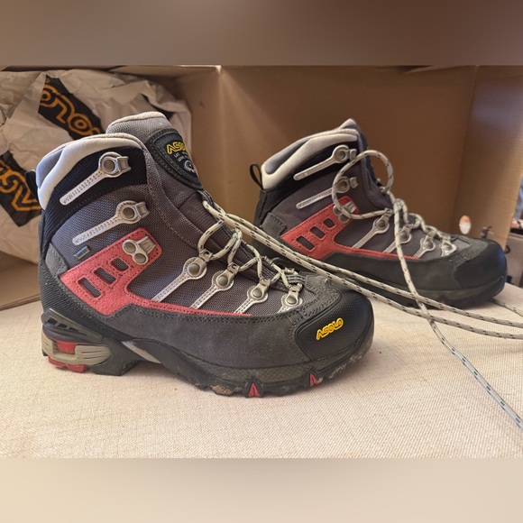 Asolo Women’s Gray and Red Hiking Boots - Picture 1 of 4